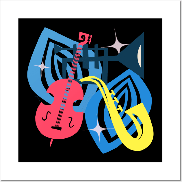 Jazz Composition With Bass And Trumpet Wall Art by LittleBunnySunshine